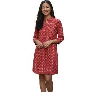 Donna Morgan Dress Red White Geometric Print Stretchy